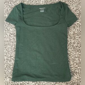 American Eagle Outfitters Dark Green Scoop Neck Tee